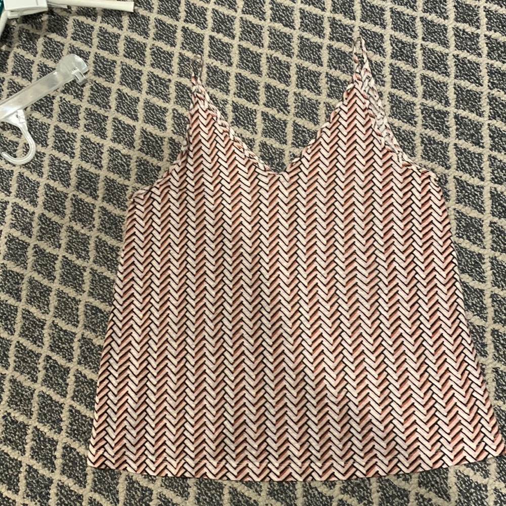 V neck linen tank with non adjustable spaghetti straps
